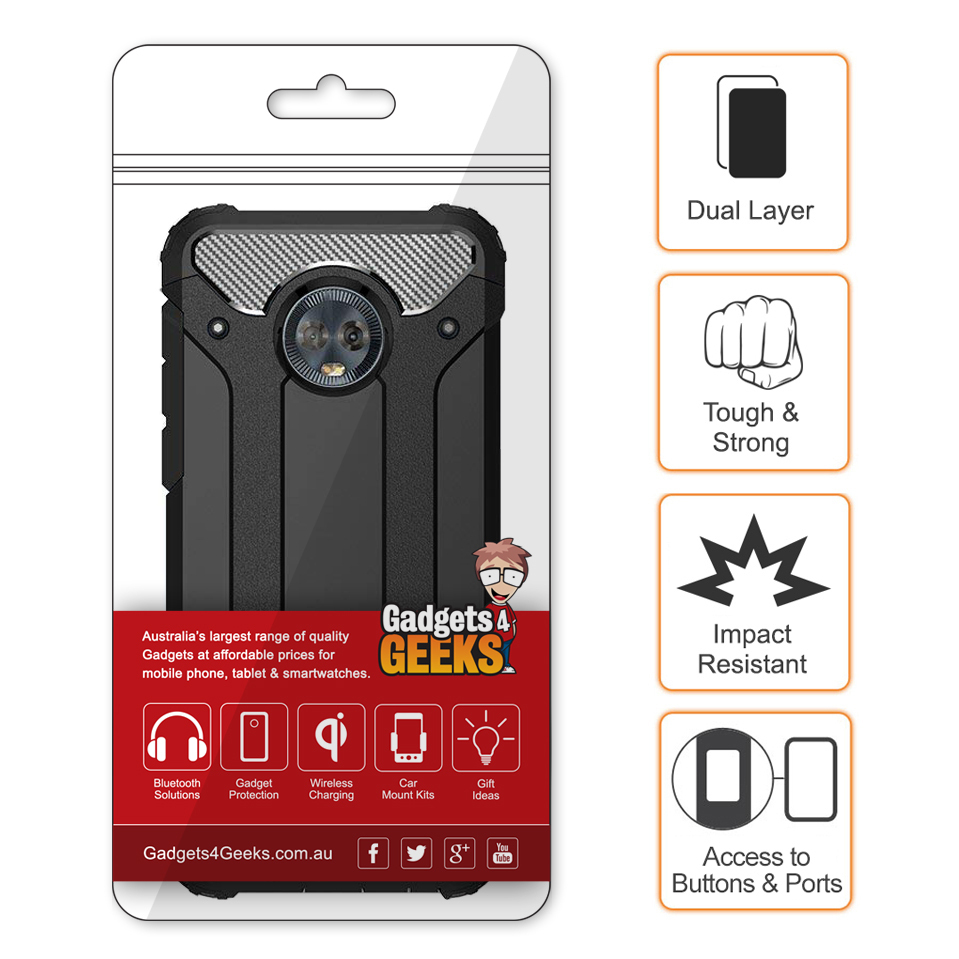 Military Defender Shockproof Case for Motorola Moto G6 Plus - Black